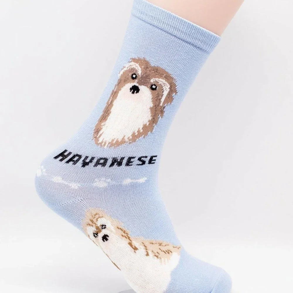 Havanese Cuba Rescue Breeders Cute Soft Furry Puppy 2 Pairs Women's Foozys Socks